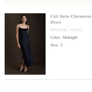 Cali Satin Charmeuse Dress - Midnight